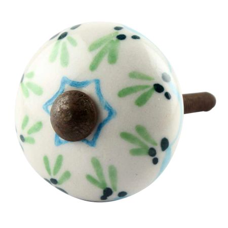 Pea Green Ceramic Floral Drawer Knob 